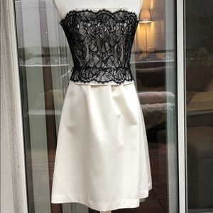 White House black market lace strapless silk dress